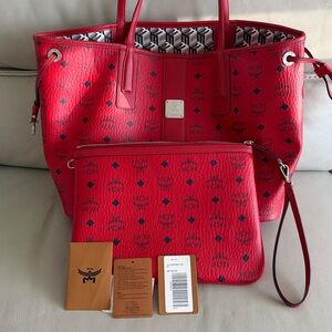 MCM Scarlet Red Tote Bag